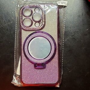 IPHONE 16PRO Case purple/glitter w/ rhinestone  & magnetic kickstand